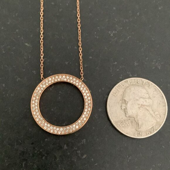 Michael Kors Open Circle Rose Gold Pendant Necklace - Eternity Circle of Life - Picture 9 of 11